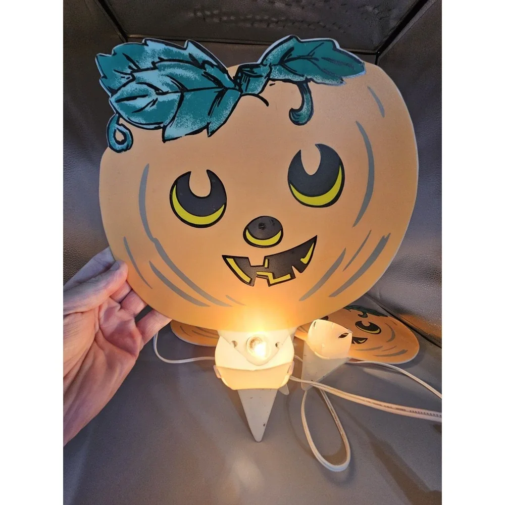 Vintage 90s Halloween Plastic Yard Sticks Set Of 3 Light Up Jack O‎ Lanterns